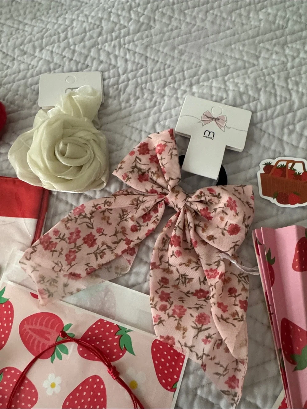 Claire's Strawberry-Themed Accessory Set in Bright Pink & Red